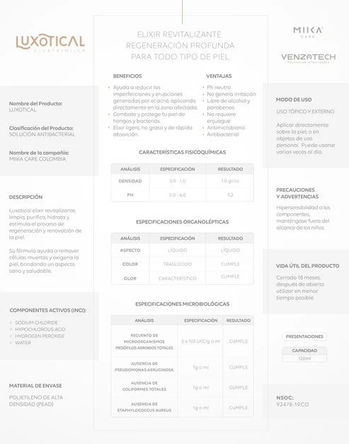 LUXOTICAL 🧖‍♀️ Elixir Facial Revitalizante (Todo Tipo de Piel)